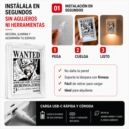 Lámpara LED de Sombra Espadachín Recargable para Pared
